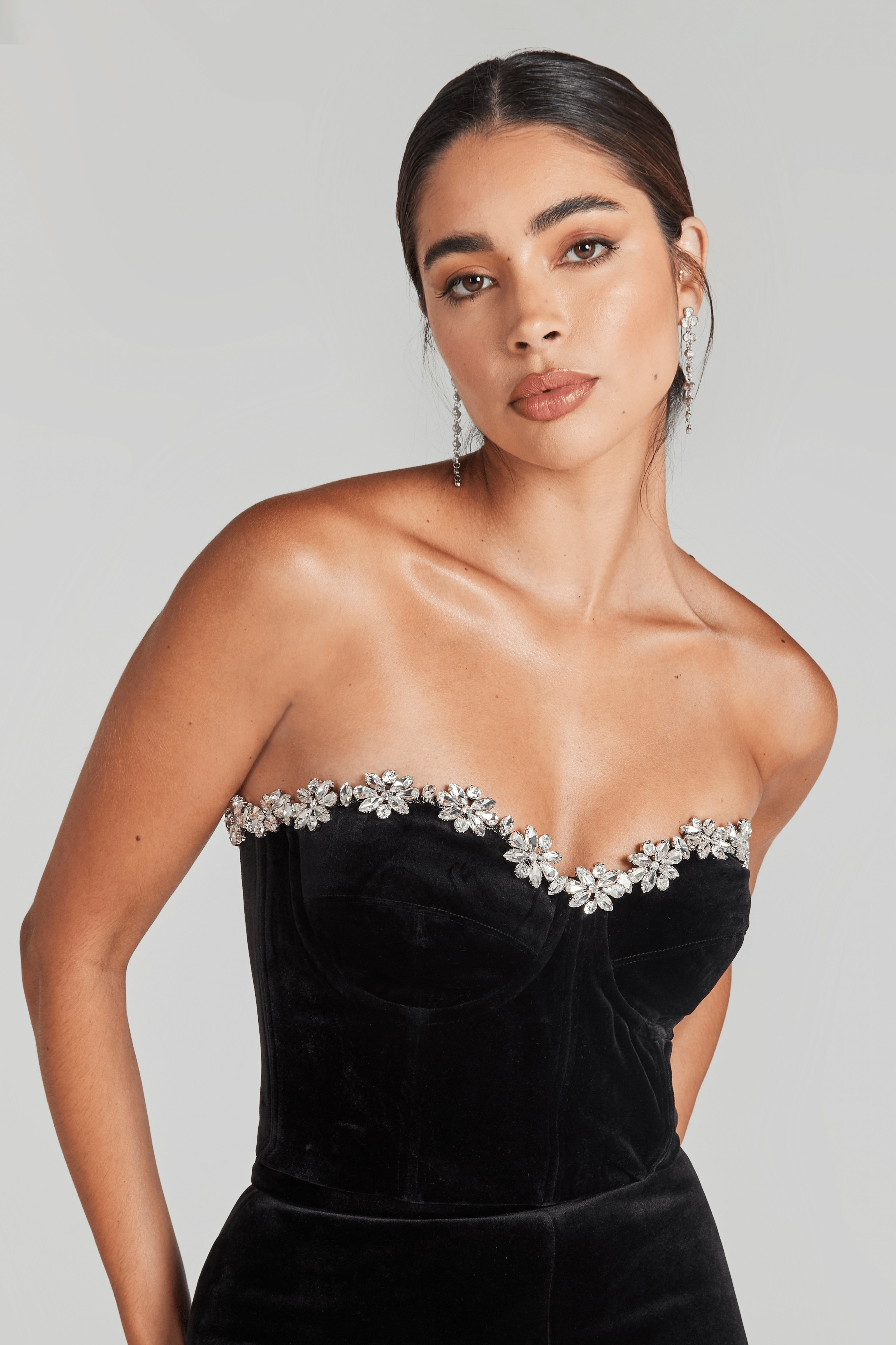 Black Velvet Corset Top Sleeveless Corset Top NADINE MERABI