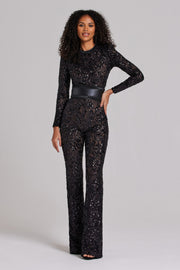 Nadine Merabi Jumpsuits Bella Black Dark Nude Jumpsuit