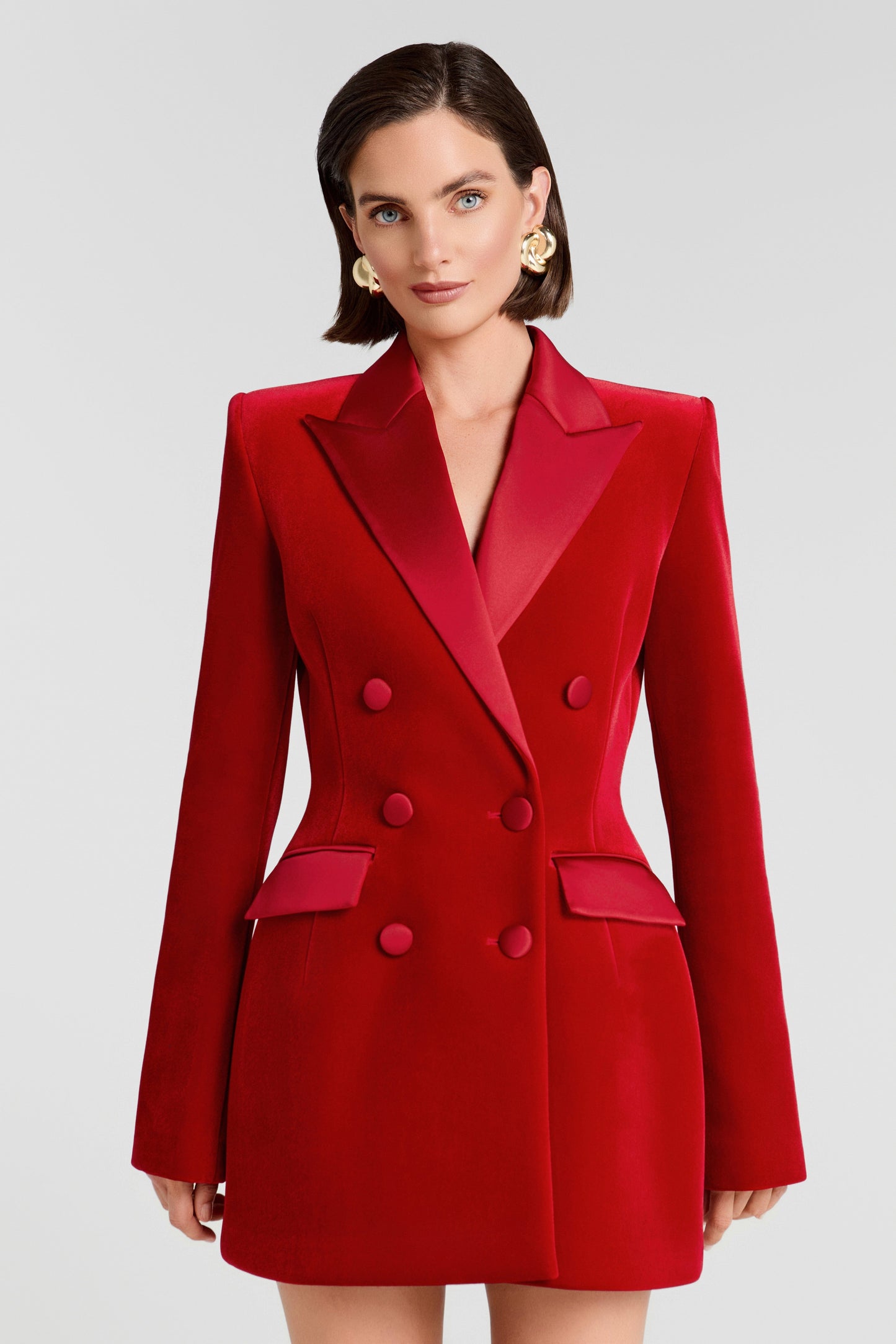 NADINE MERABI Blazer Monica Red Velvet Blazer Dress
