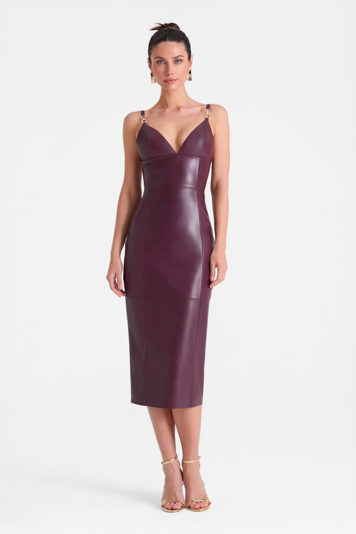 Bianca Burgundy Leather Dress