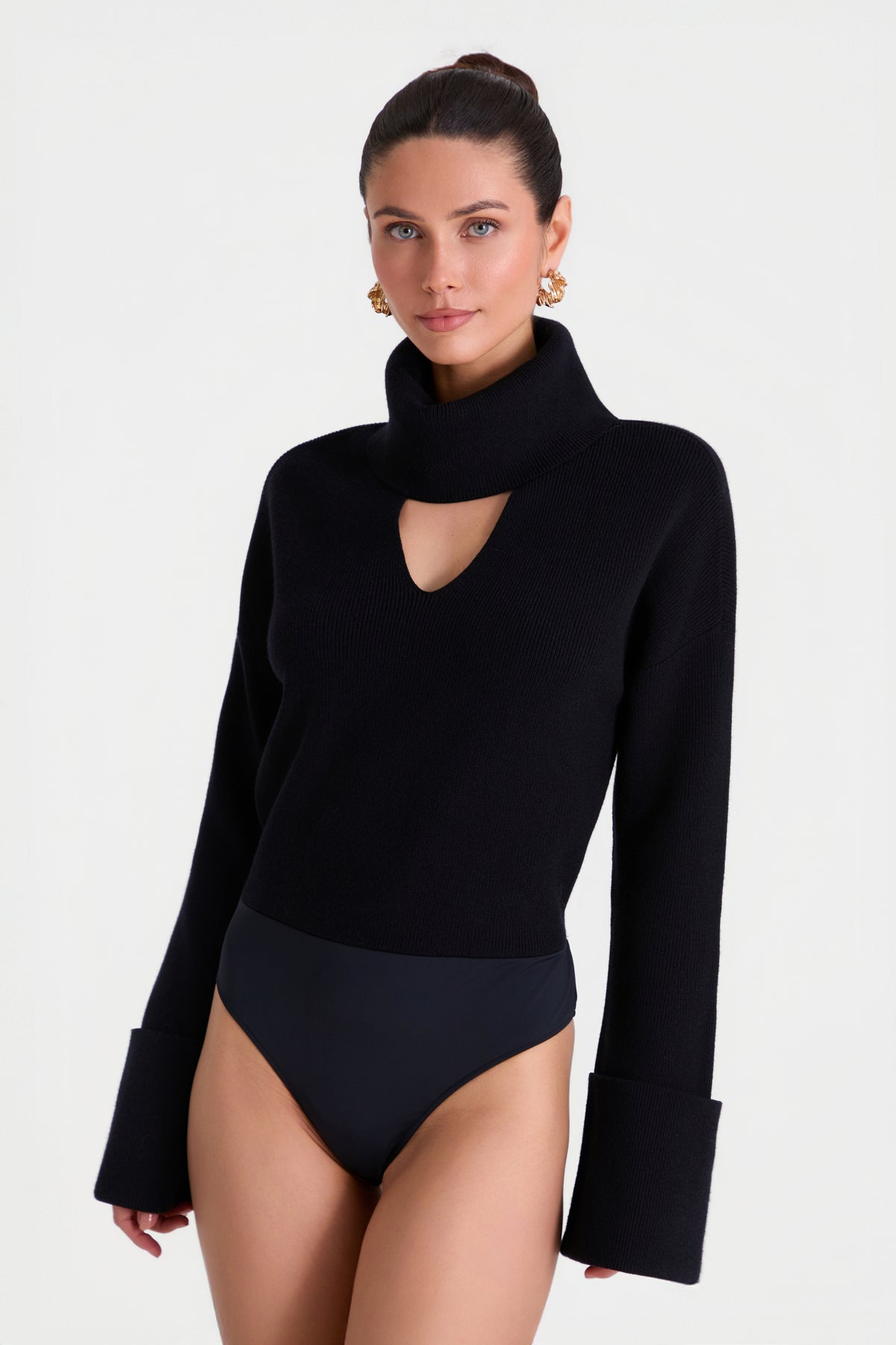 Amber Black Knit Bodysuit
