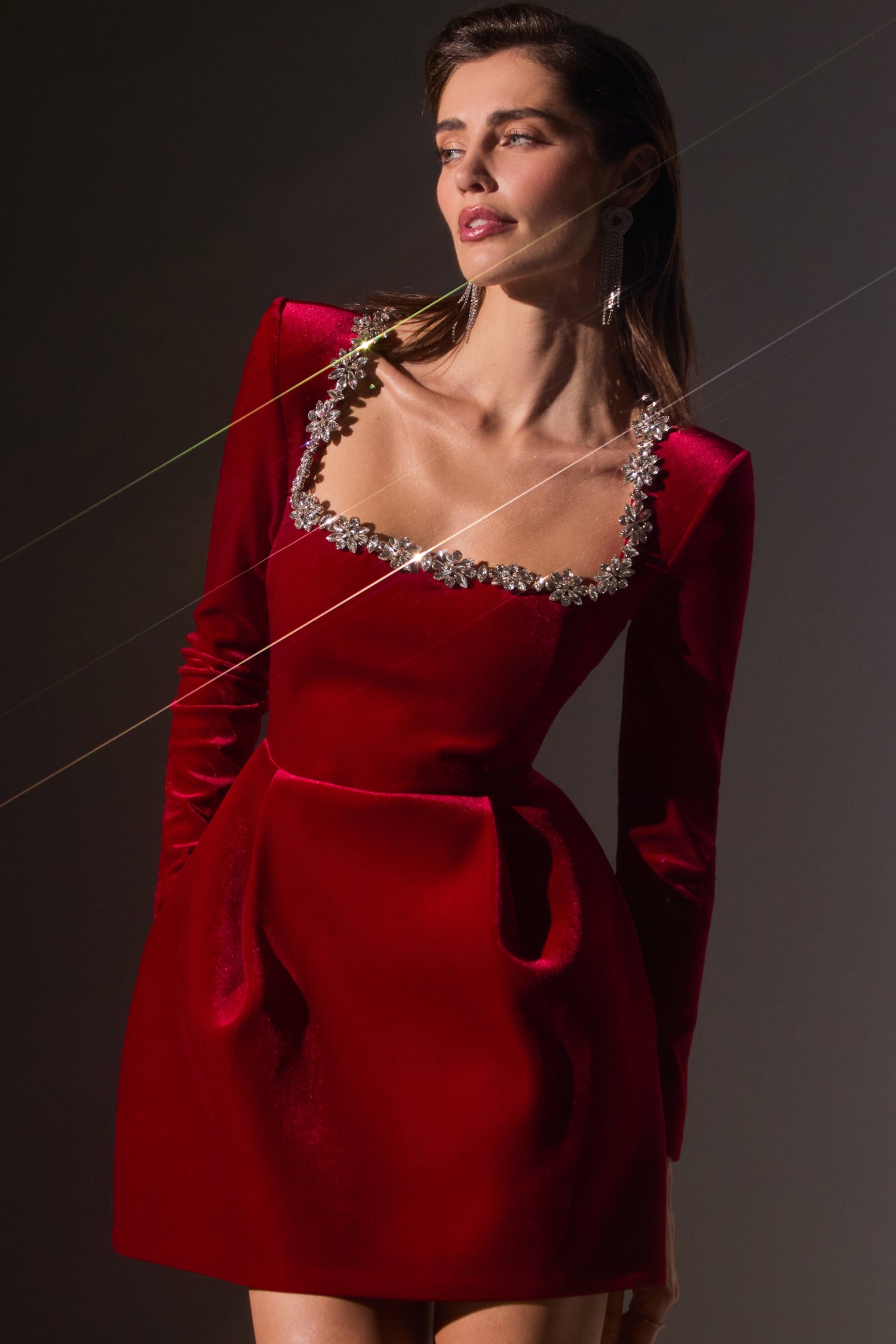 nadine merabi red velvet dress Monica Red Velvet Blazer Dress