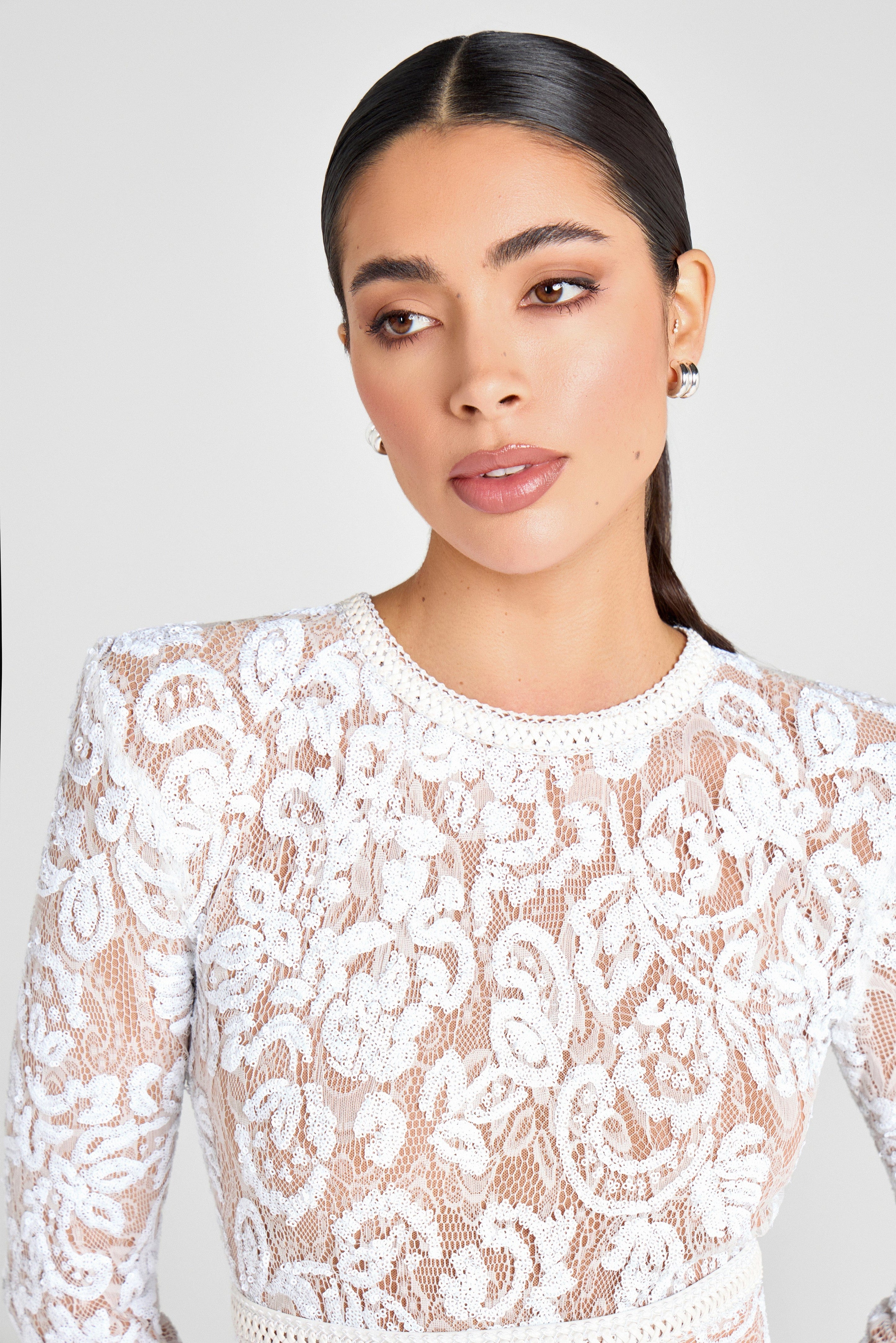 Bella White Lace Jumpsuit NADINE MERABI bella-white-lace-jumpsuit-nadine-merabi