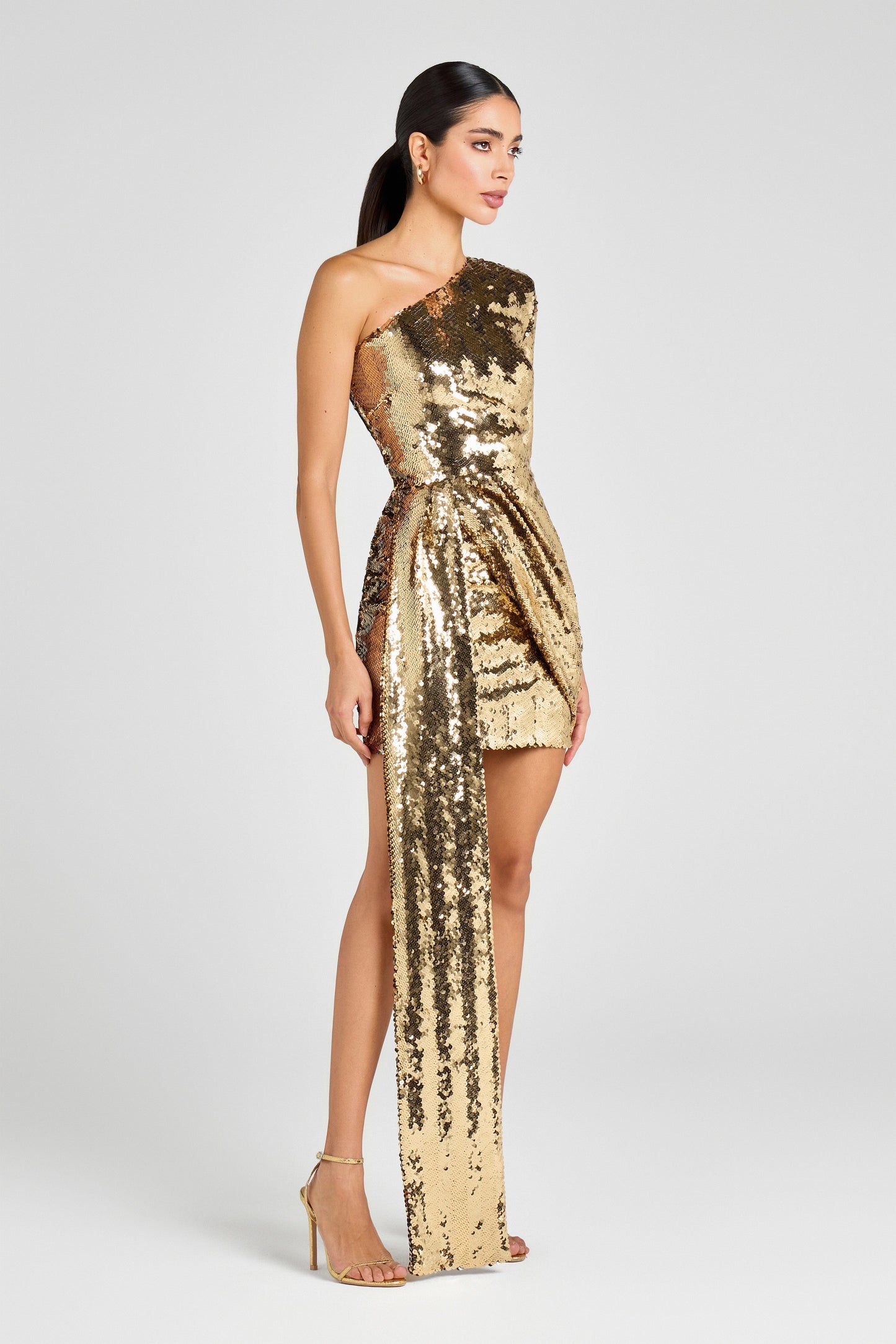 NADINE MERABI Dresses CELINA Gold Sequin Dress