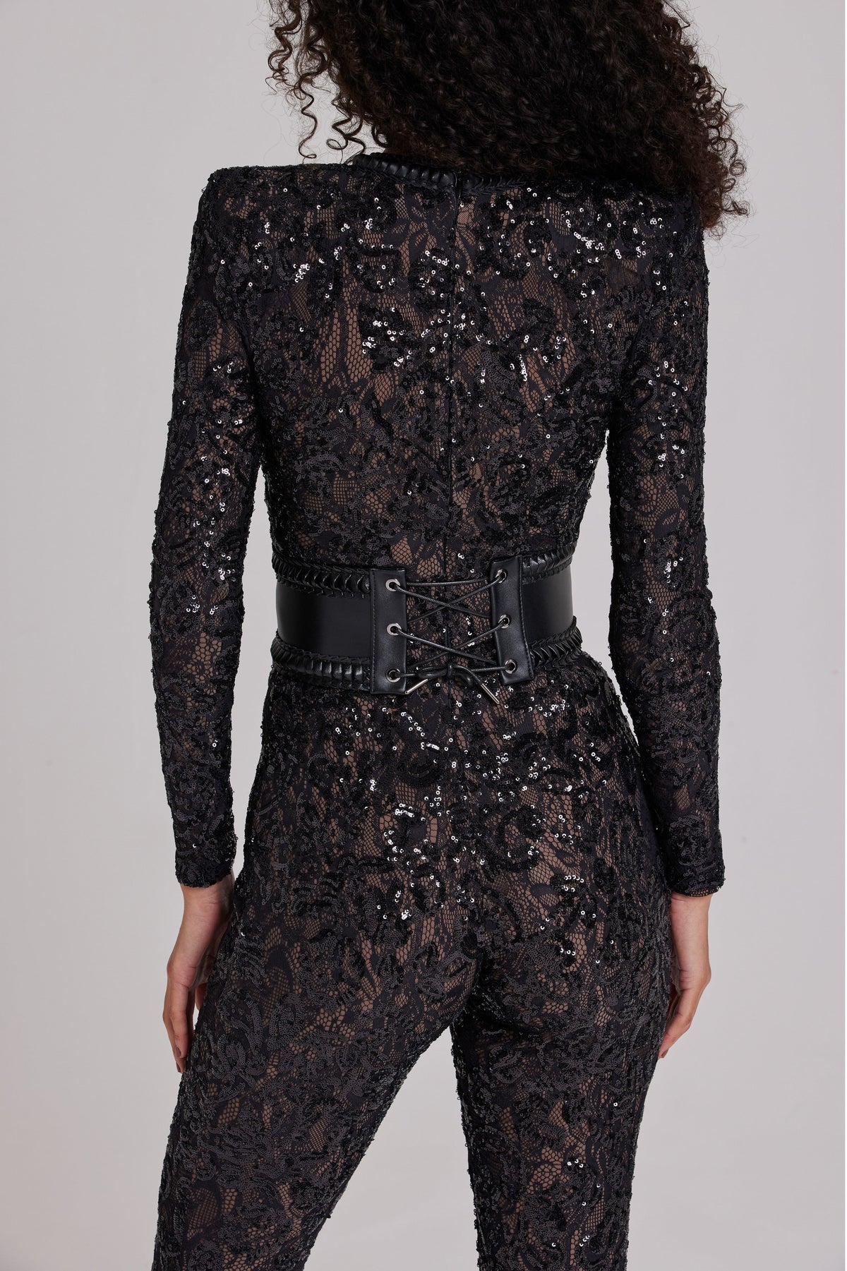 Nadine Merabi Jumpsuits Bella Black Dark Nude Jumpsuit