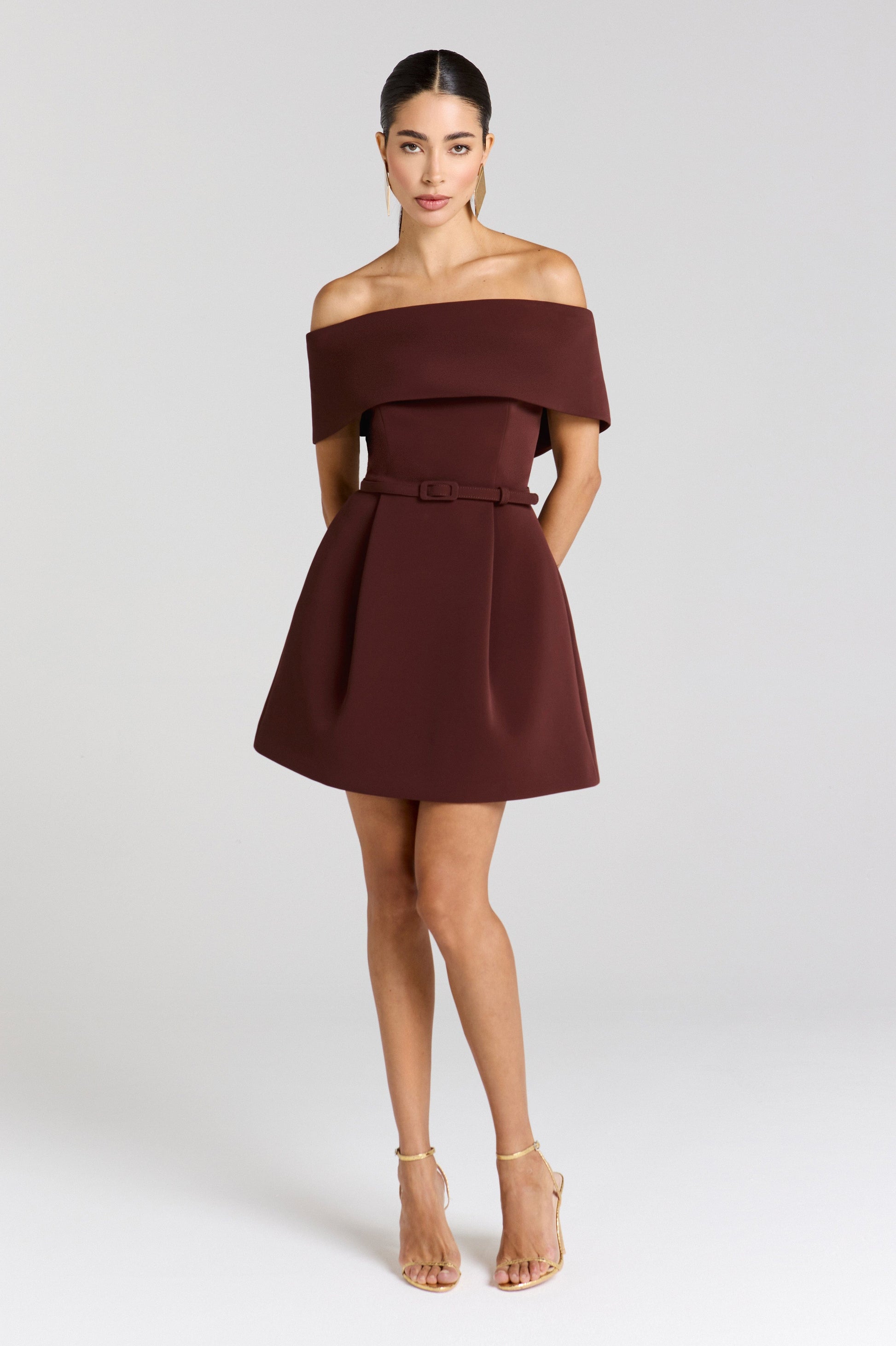 brown cocktail dresses Cocktail Dress Full Skirt-Silk Dupioni Brown-Pre-Order – House of Aama main image 1