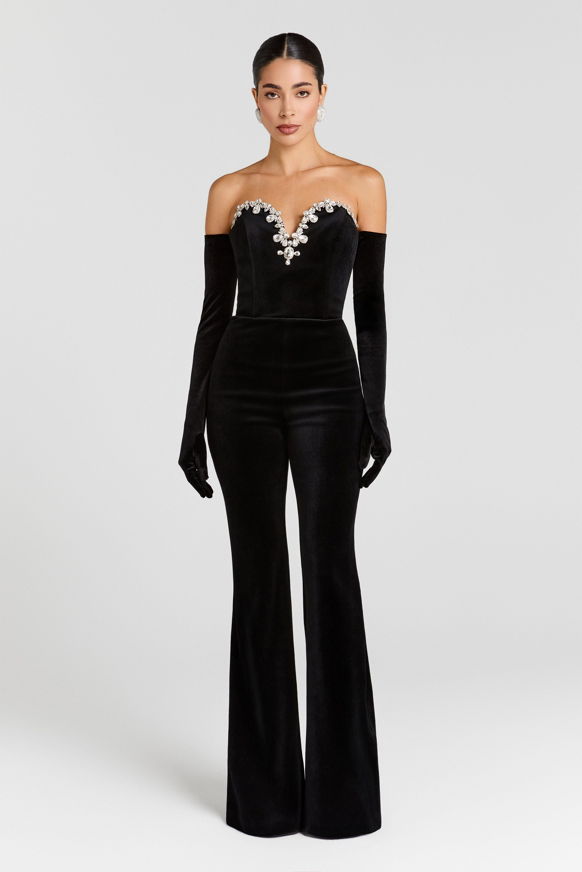 black formal jumpsuit dress Black Formal Jumpsuit, 3/4 Sleeve V-Neck Womens Onepiece