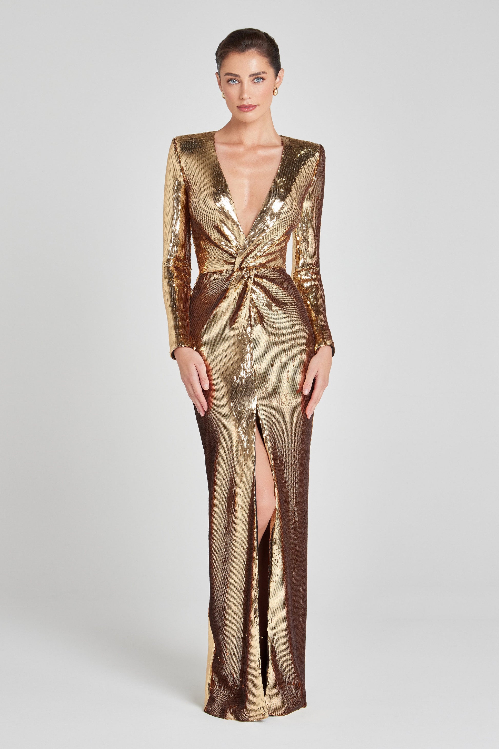 nadine merabi gold dress Jennifer Gold Dress