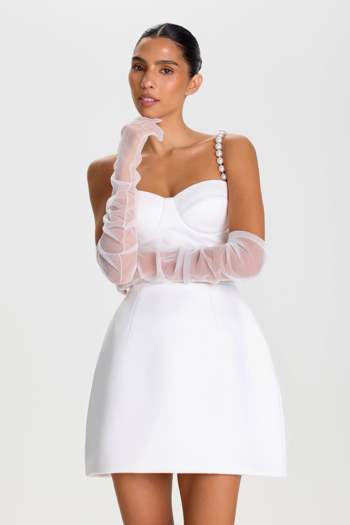 NADINE MERABI ACCESSORIES White / WHITE / One Size Jessica White Gloves