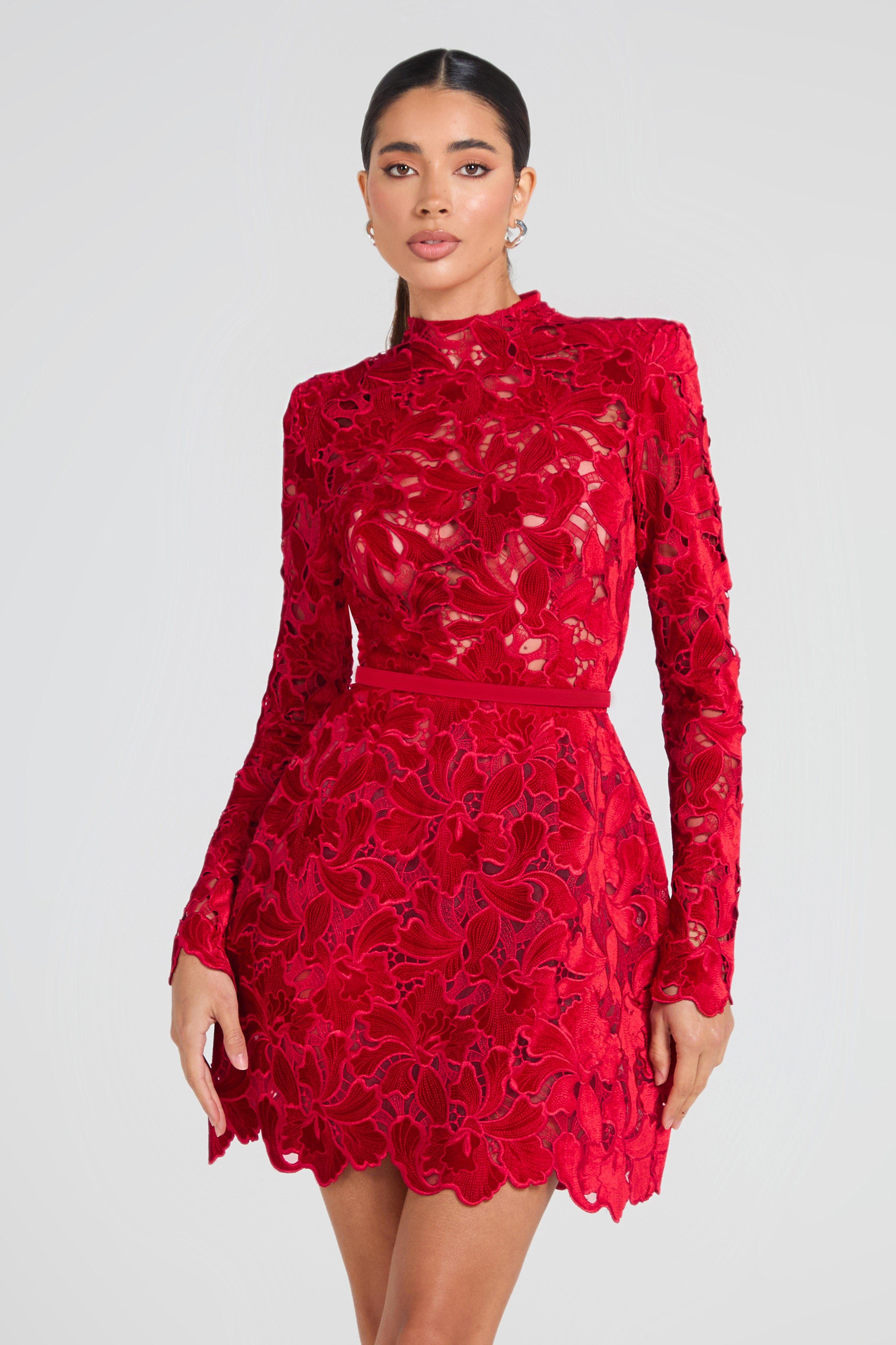 Lydia Red Dress NADINE MERABI Lydia Red Dress NADINE MERABI