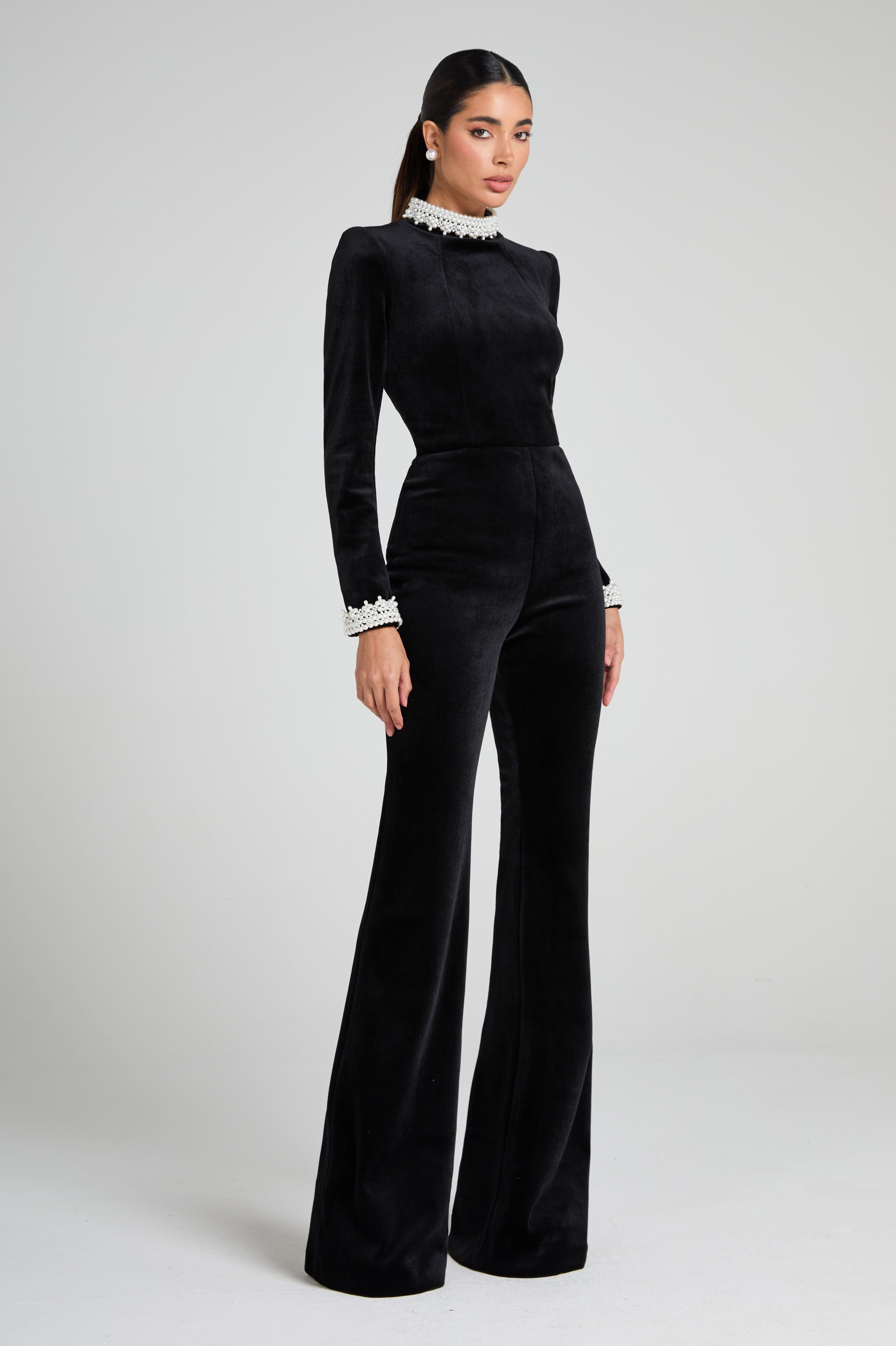 Black evening jumpsuits sales