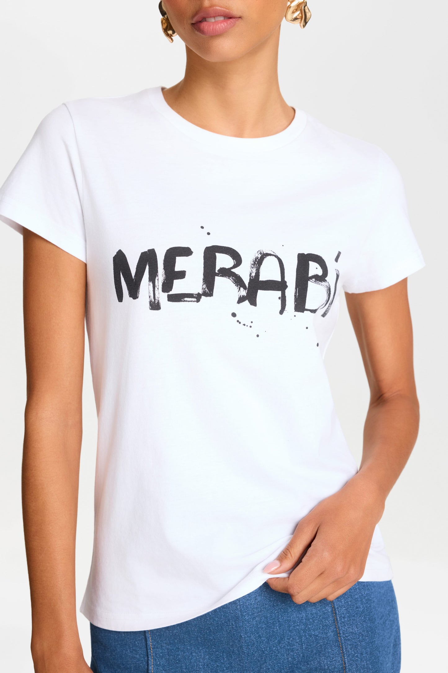 TOP Tops MERABI WHITE LOGO T-SHIRT