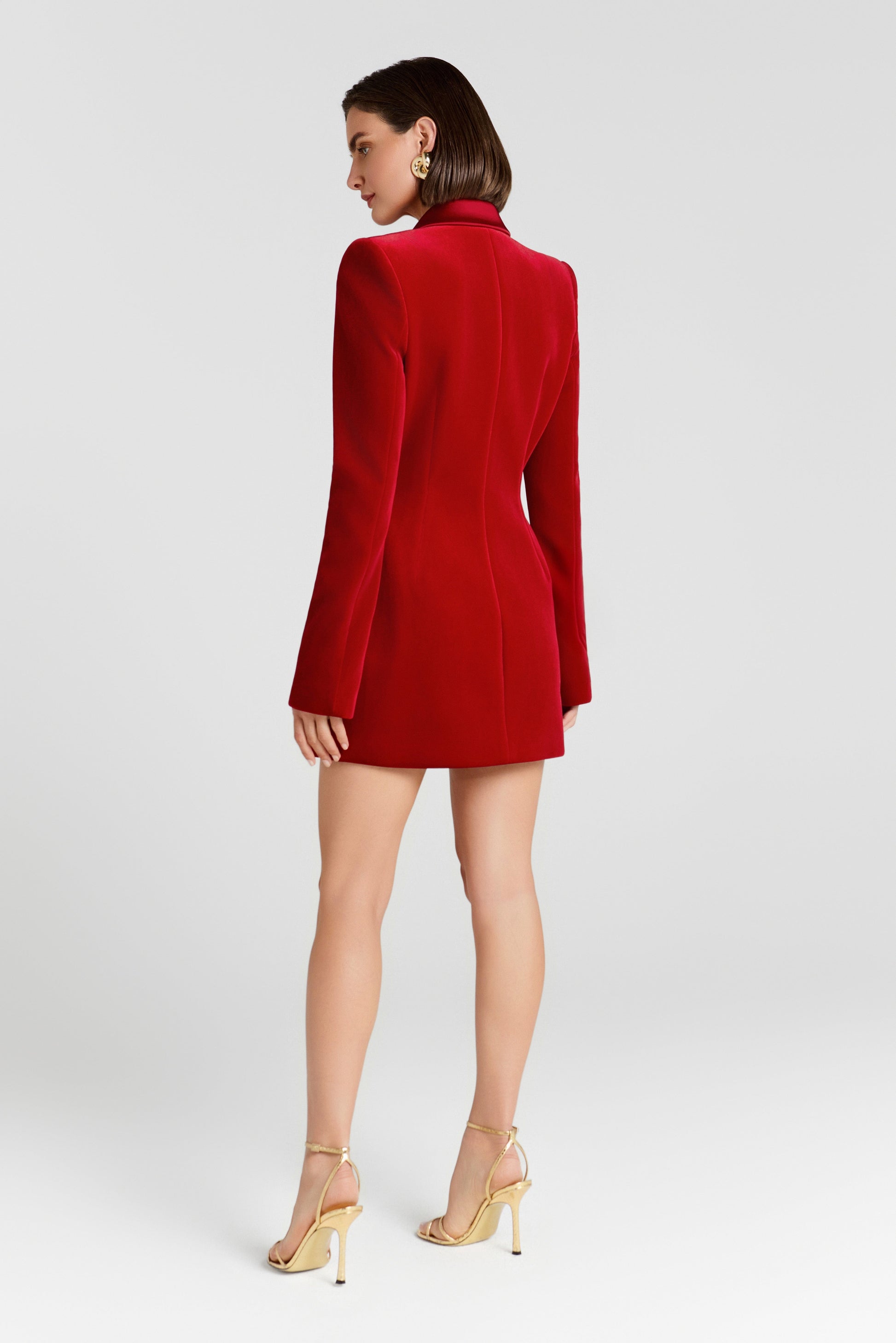 Monica Red Velvet Blazer Dress | NADINE MERABI Monica Red Velvet Blazer Dress | NADINE MERABI
