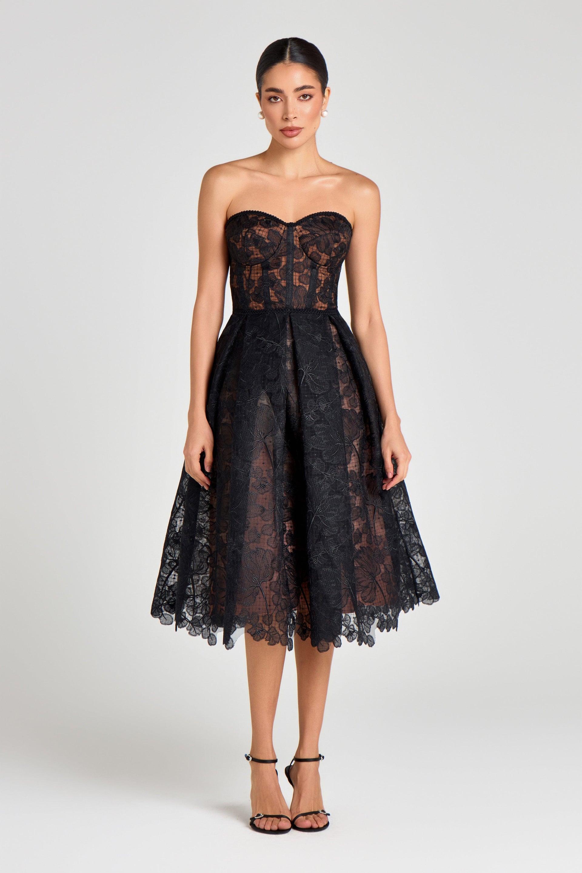 OLIVIA Black Lace Corset Dress