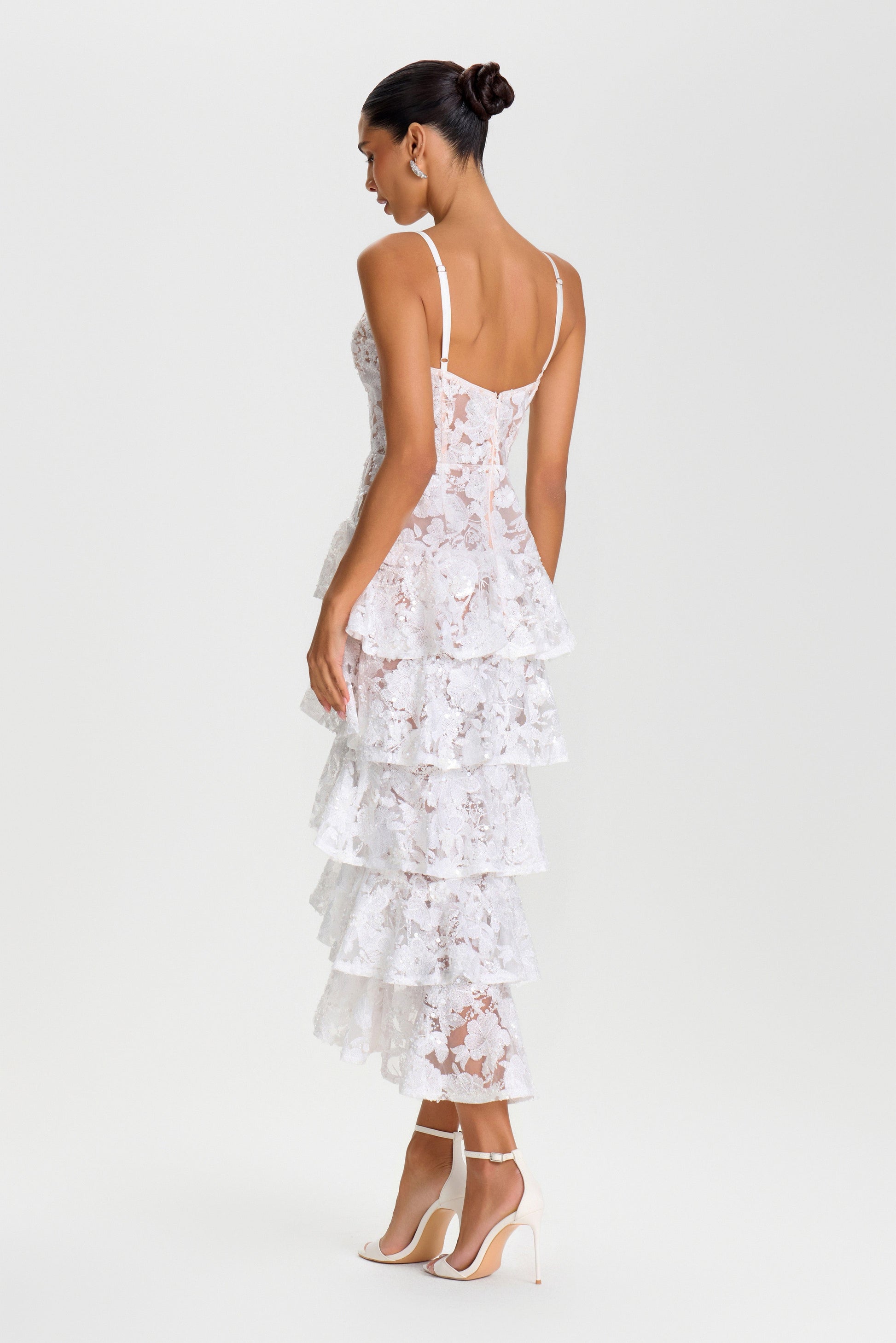 saffron midi dress Saffron Yellow Embroidered Floral Tiered Midi Dress