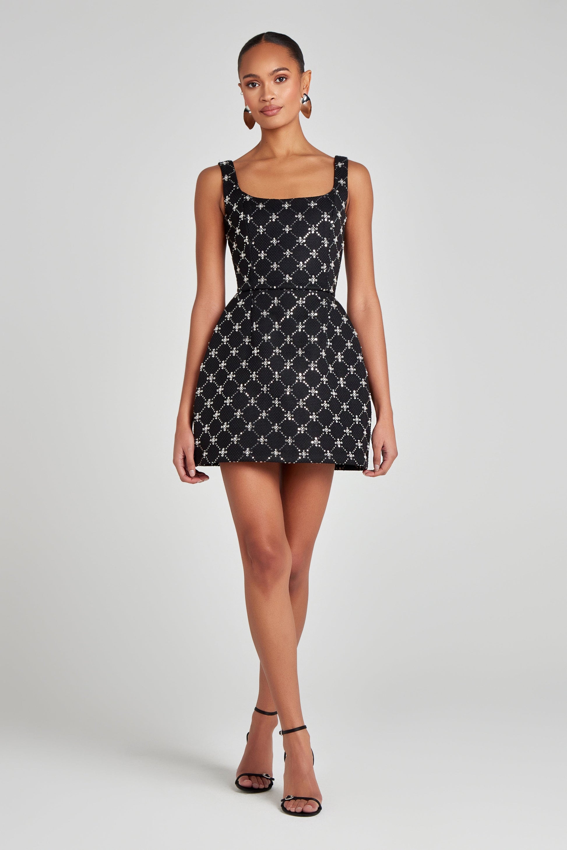 nadine merabi black mini dress Edie Black Beaded Mini Dress