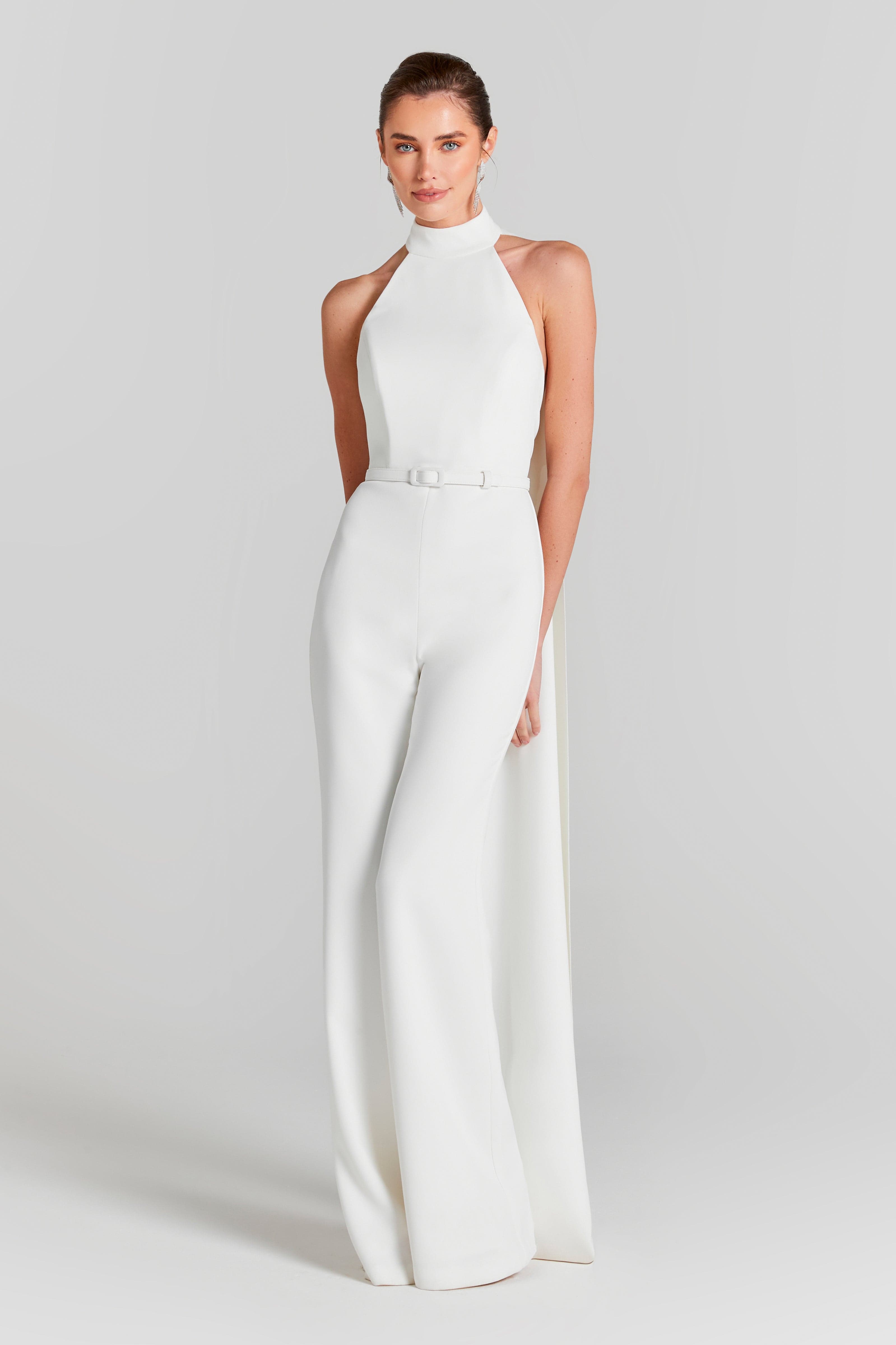 White evening jumpsuit hotsell