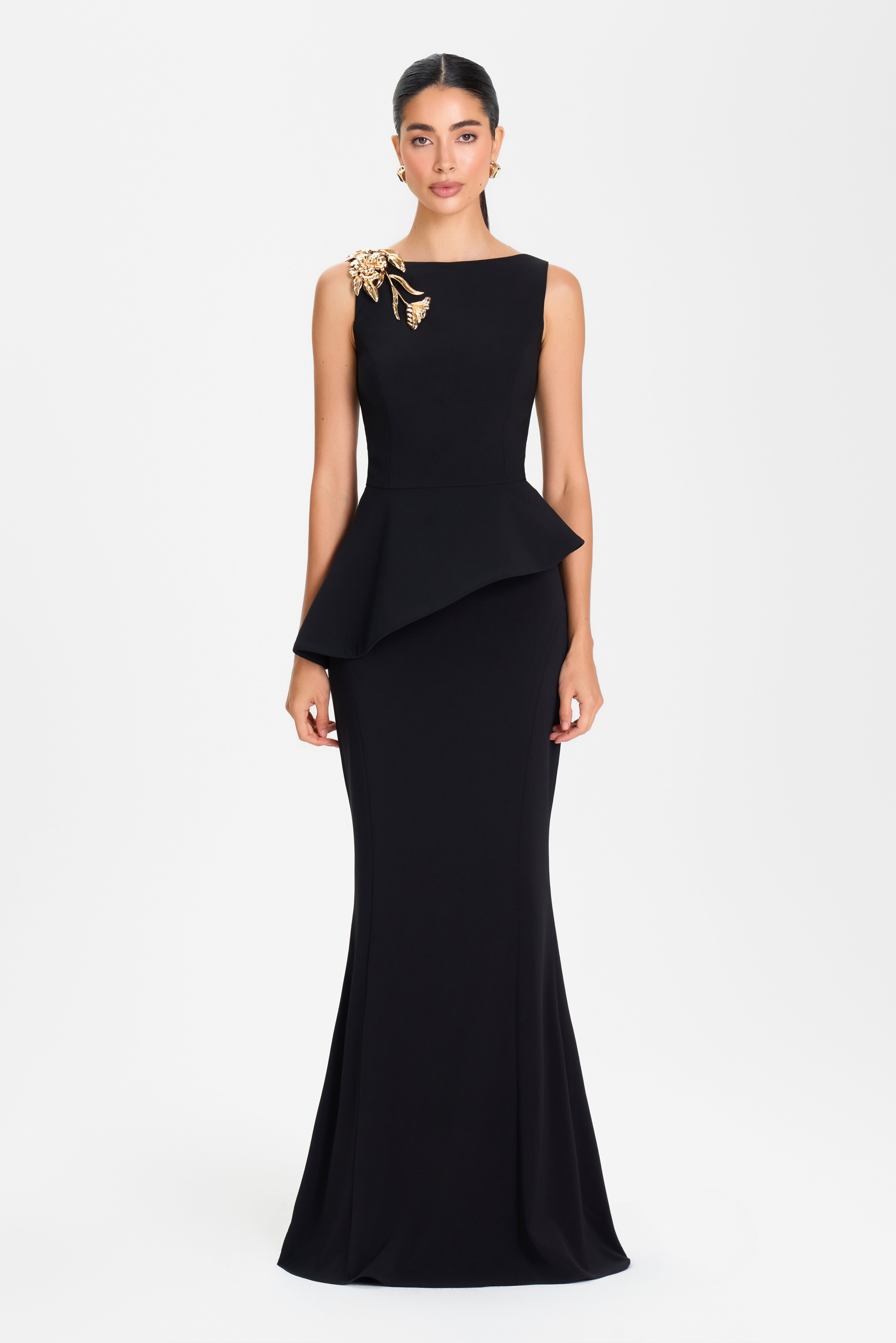 Carolina Black Fishtail Maxi Skirt | NADINE MERABI