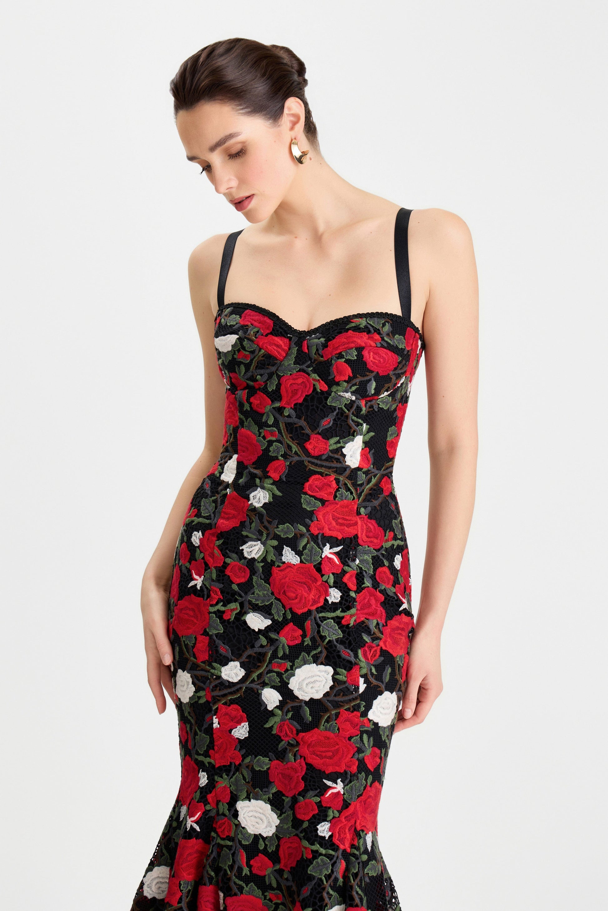 red and black floral dress Nadine Merabi Lorena Floral Dress 8