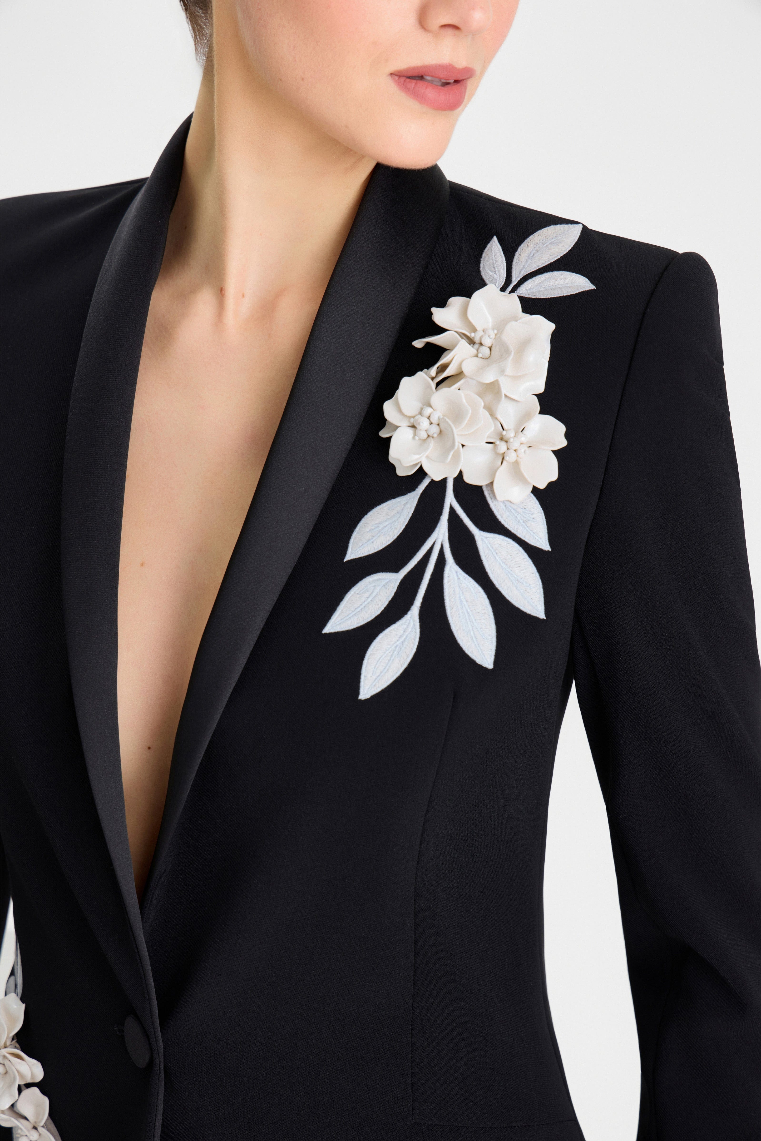 Alissa Black Floral Jacket | NADINE MERABI