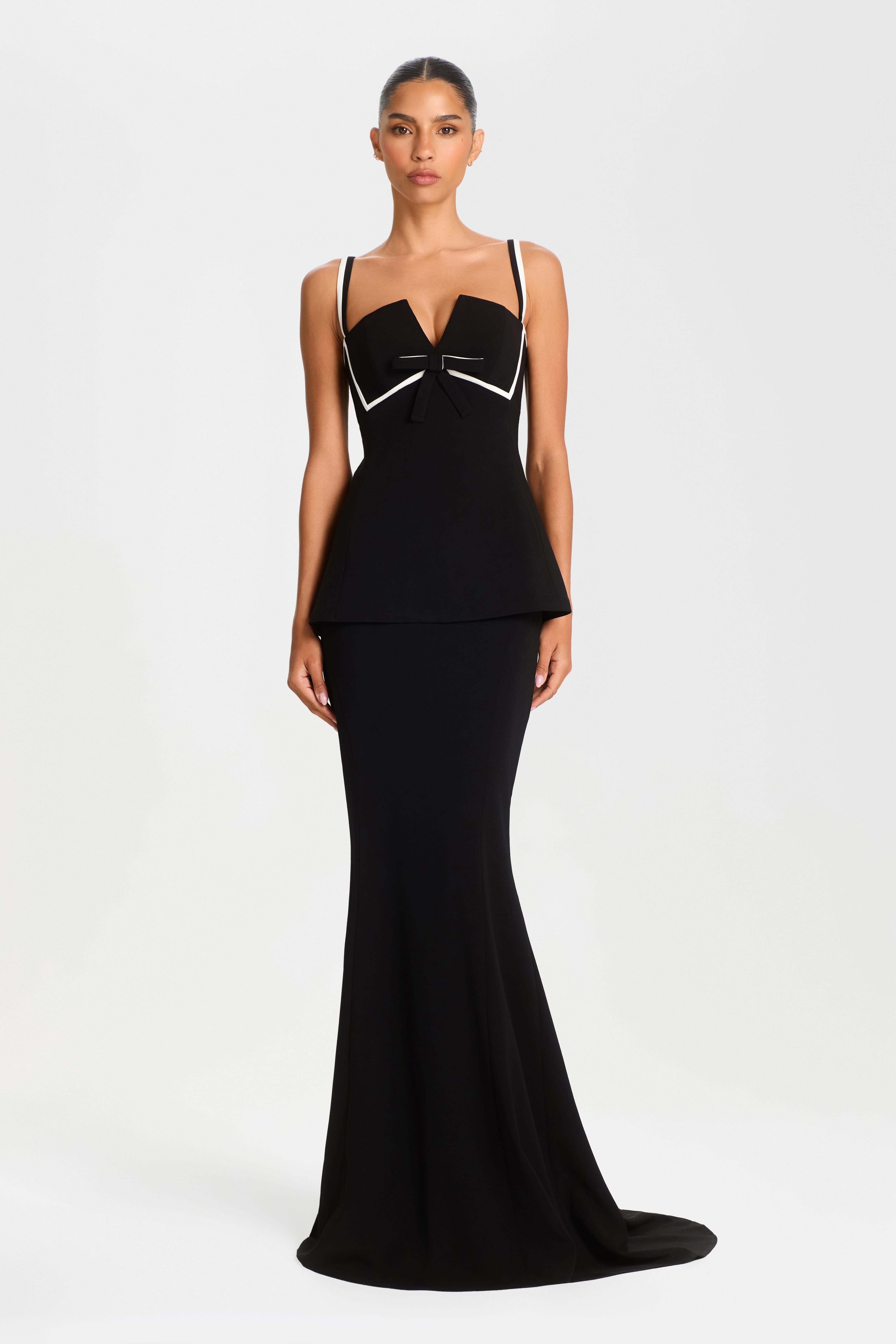 Carolina Black Fishtail Maxi Skirt | NADINE MERABI