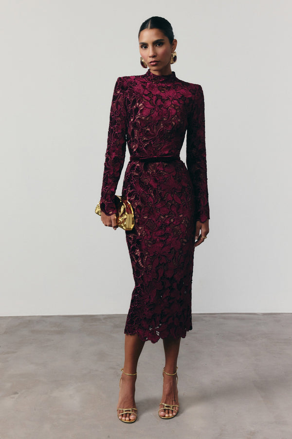 NADINE MERABI Dresses Diane Burgundy Dress