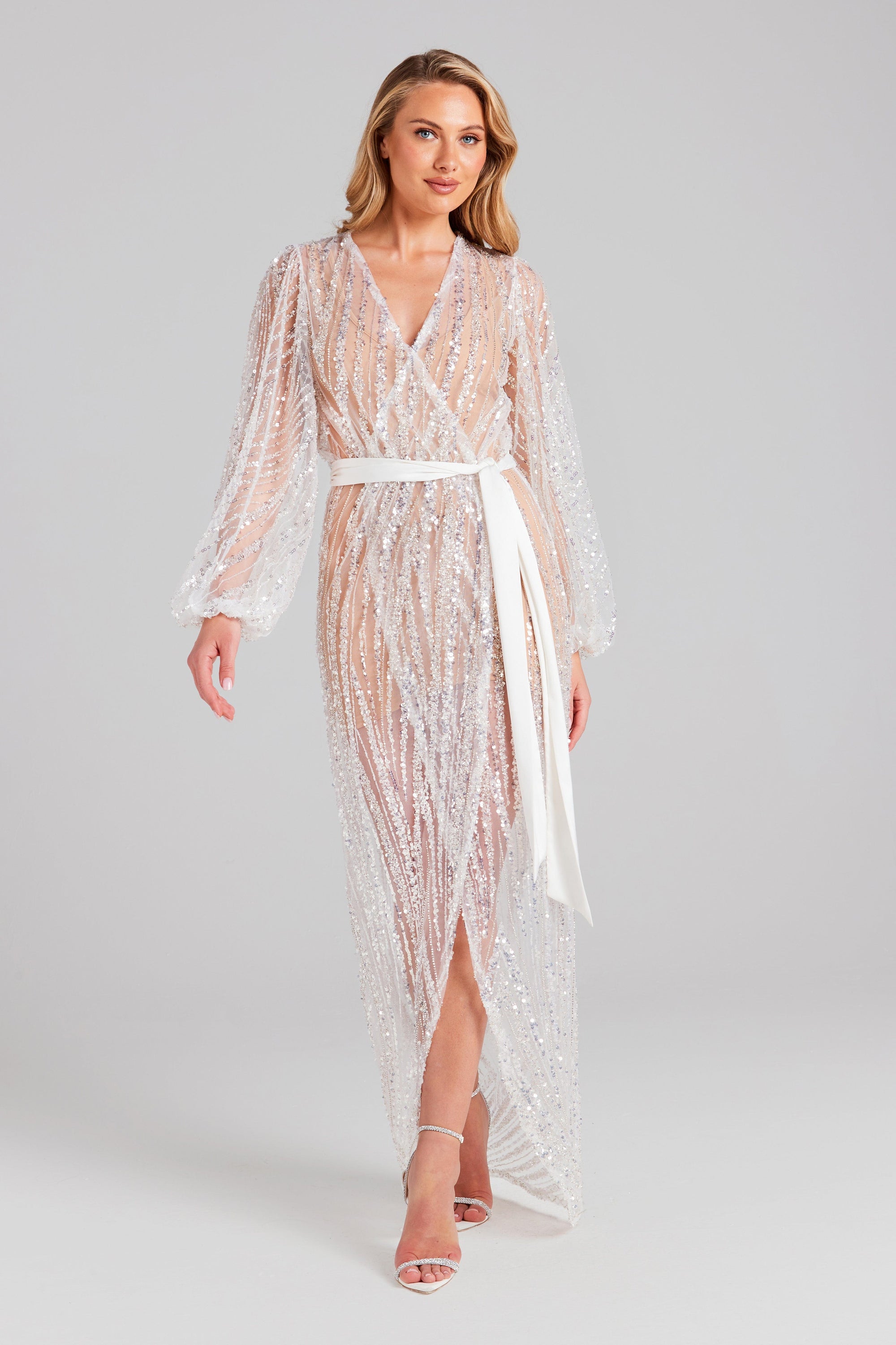 Glitter maxi dress Nadine Merabi White size S International in