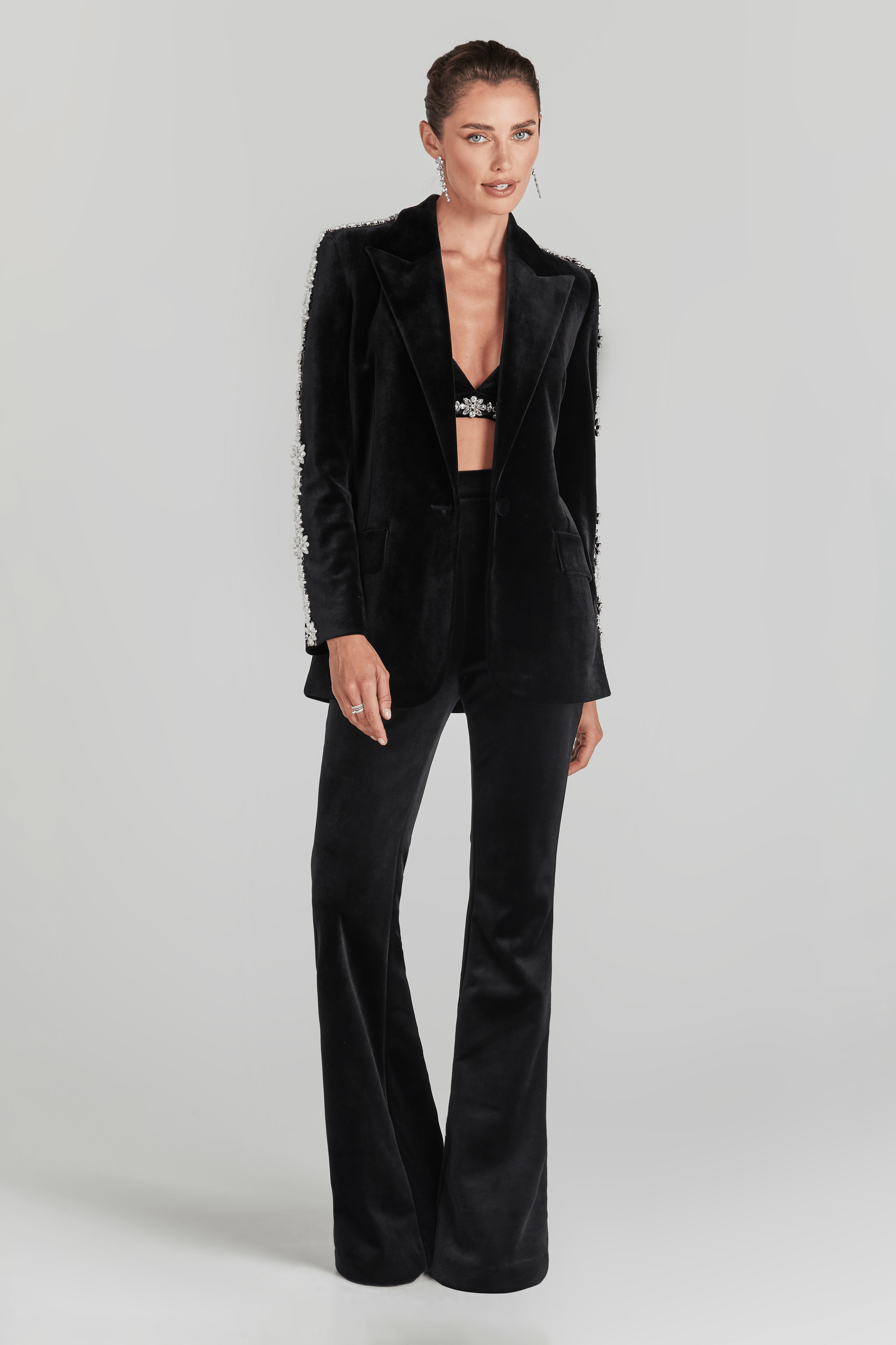 Black Velvet Trousers Womens