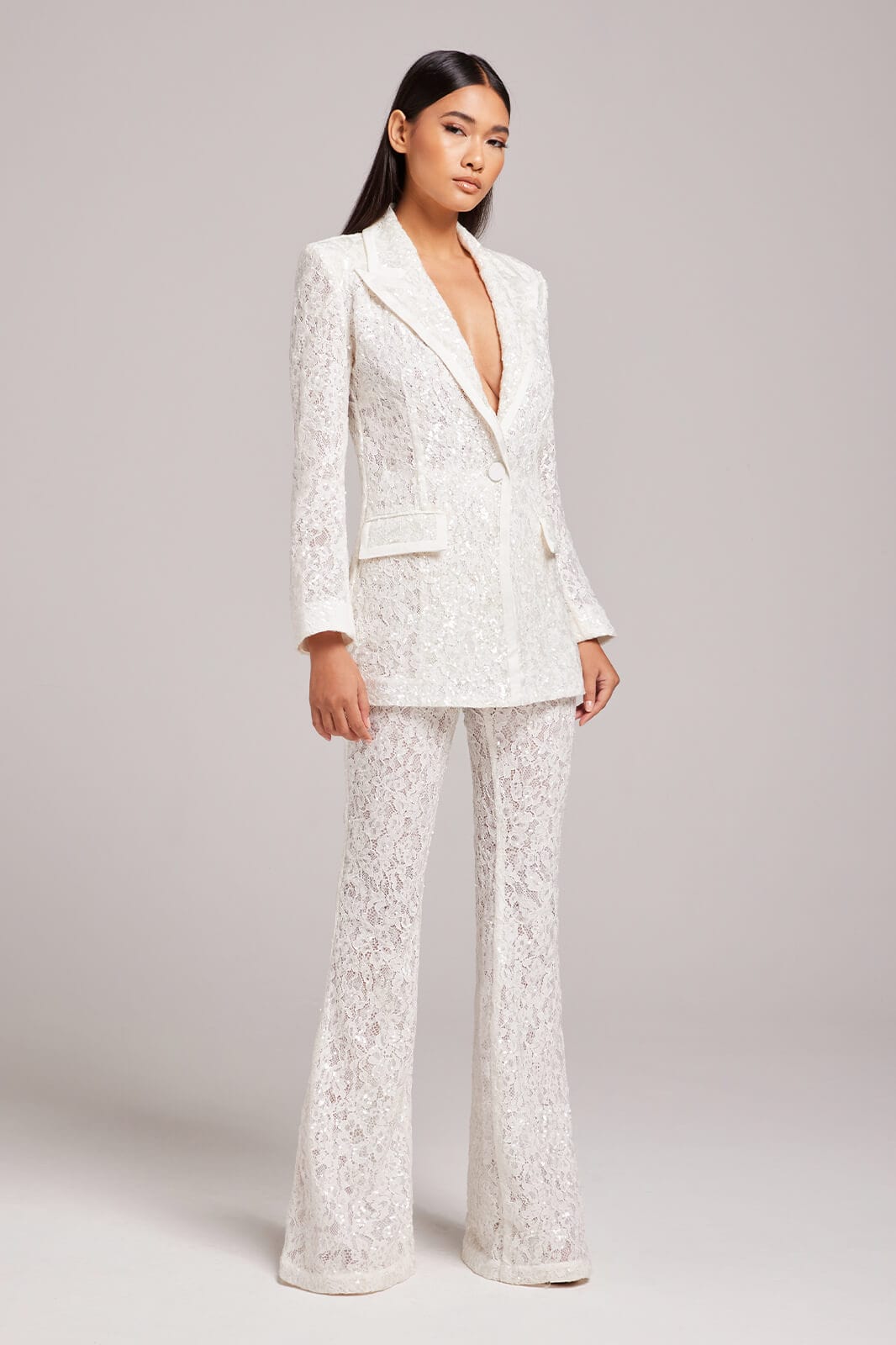 White lace trouser suit hotsell