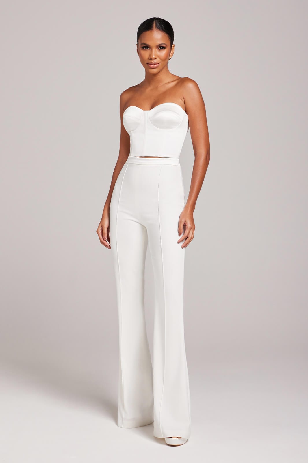 ELLA White Satin Corset Top NADINE MERABI - Main Image