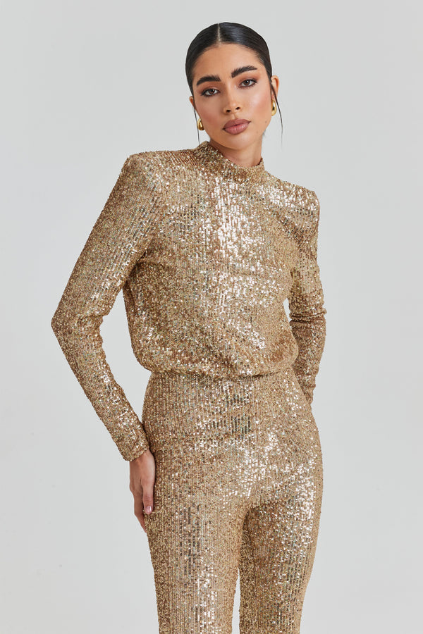 Misha collection gold sales jumpsuit